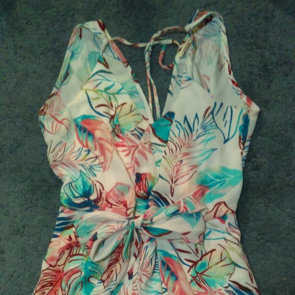 Hummingbird Pants - 🌴Feminine Palm Floral Romper w/Pockets Sz M